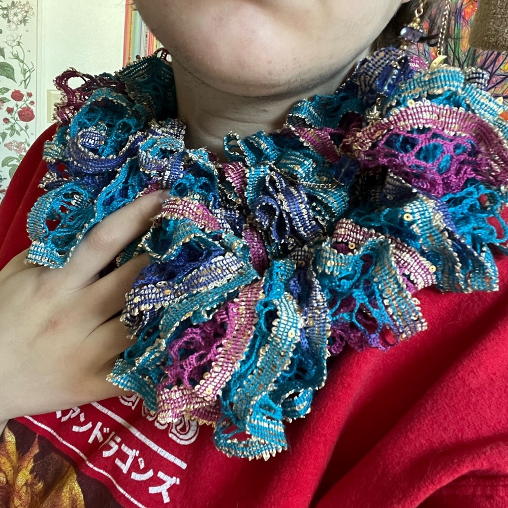 Handmade wrap ruffle scarf